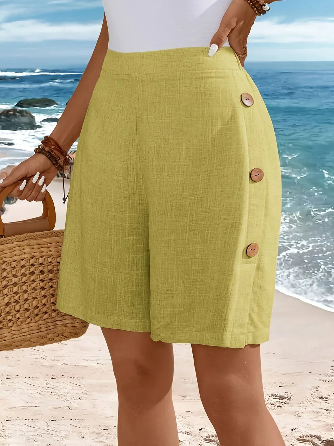 Women's Comfortable Button Shorts-MODAUTLET