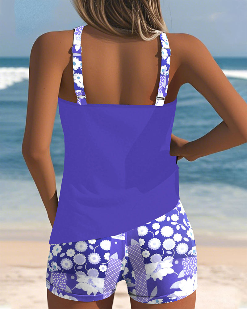 Women's Floral Two-Piece Swimsuit with Comfortable Fit-MODAUTLET