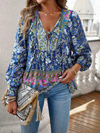 Women's Summer Floral Top - Stylish and Breezy Design Blue