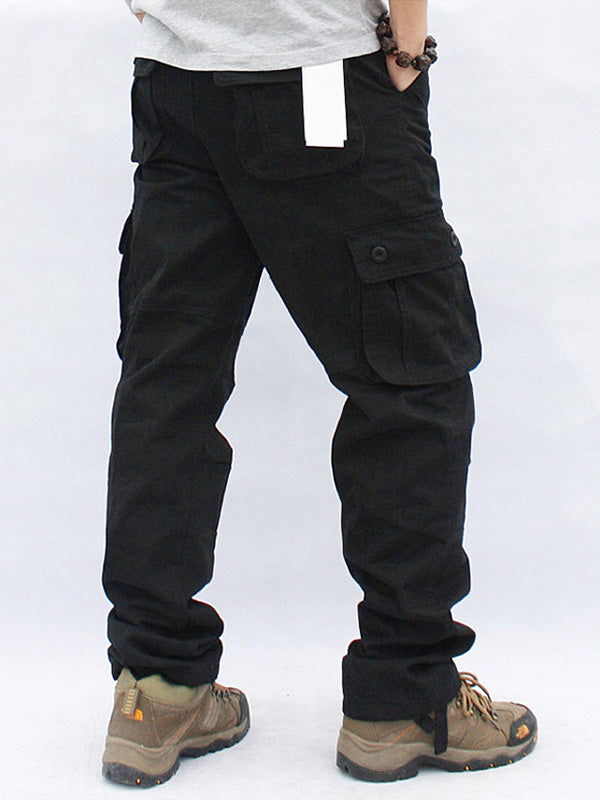 Men's Casual Straight Cargo Pants with 6 Pockets