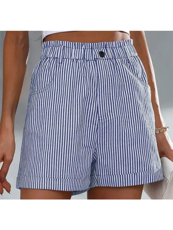 Women's Casual Cuffed Comfy Striped Shorts