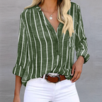 Women's Chic Vertical Stripe Blouse Green
