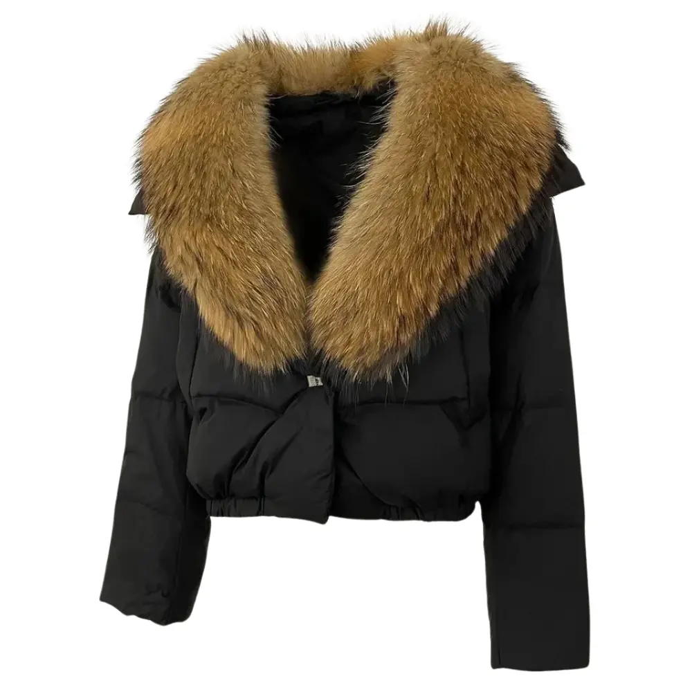 Women's Puffer Jacket - Stylish & Warm Outerwear Black Gold