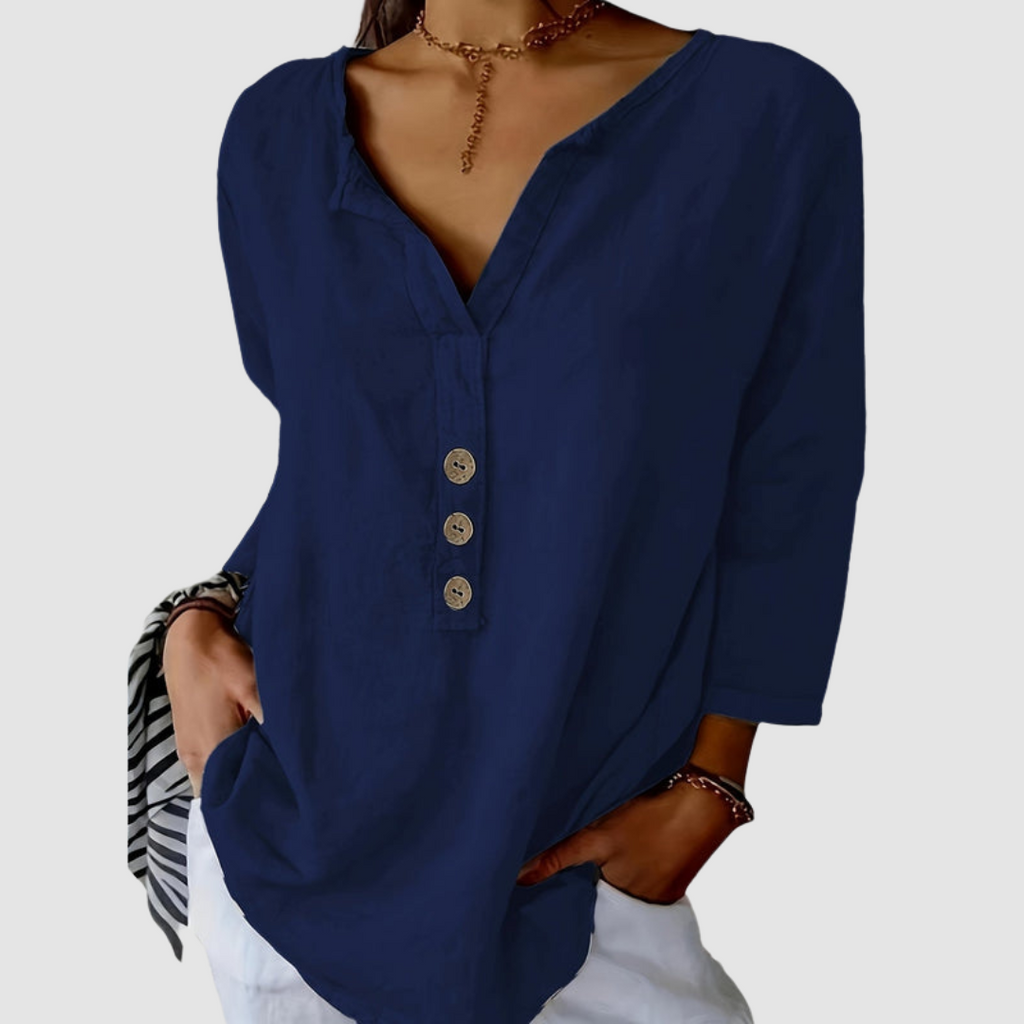 Women's Elegant Button Blouse Blue
