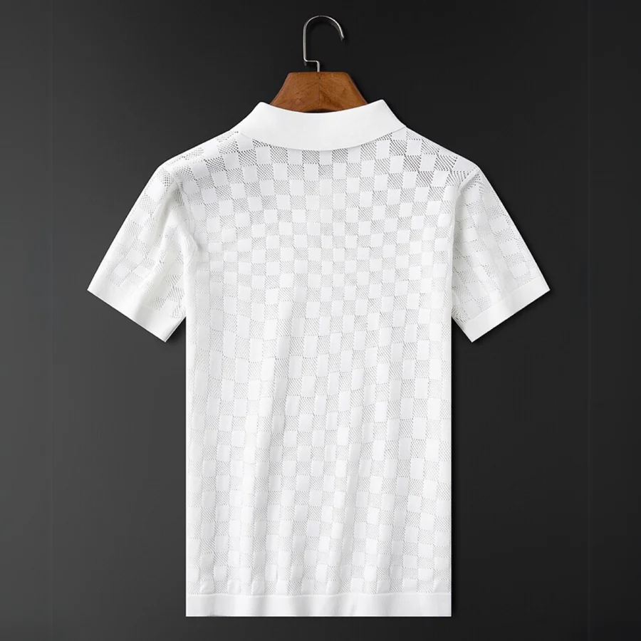 Men's Checkered Knit Polo Shirt-MODAUTLET