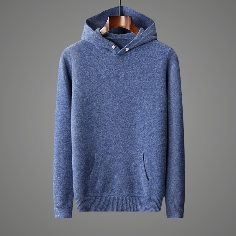 Men's Alpaca Merino Wool Hoodie Blue