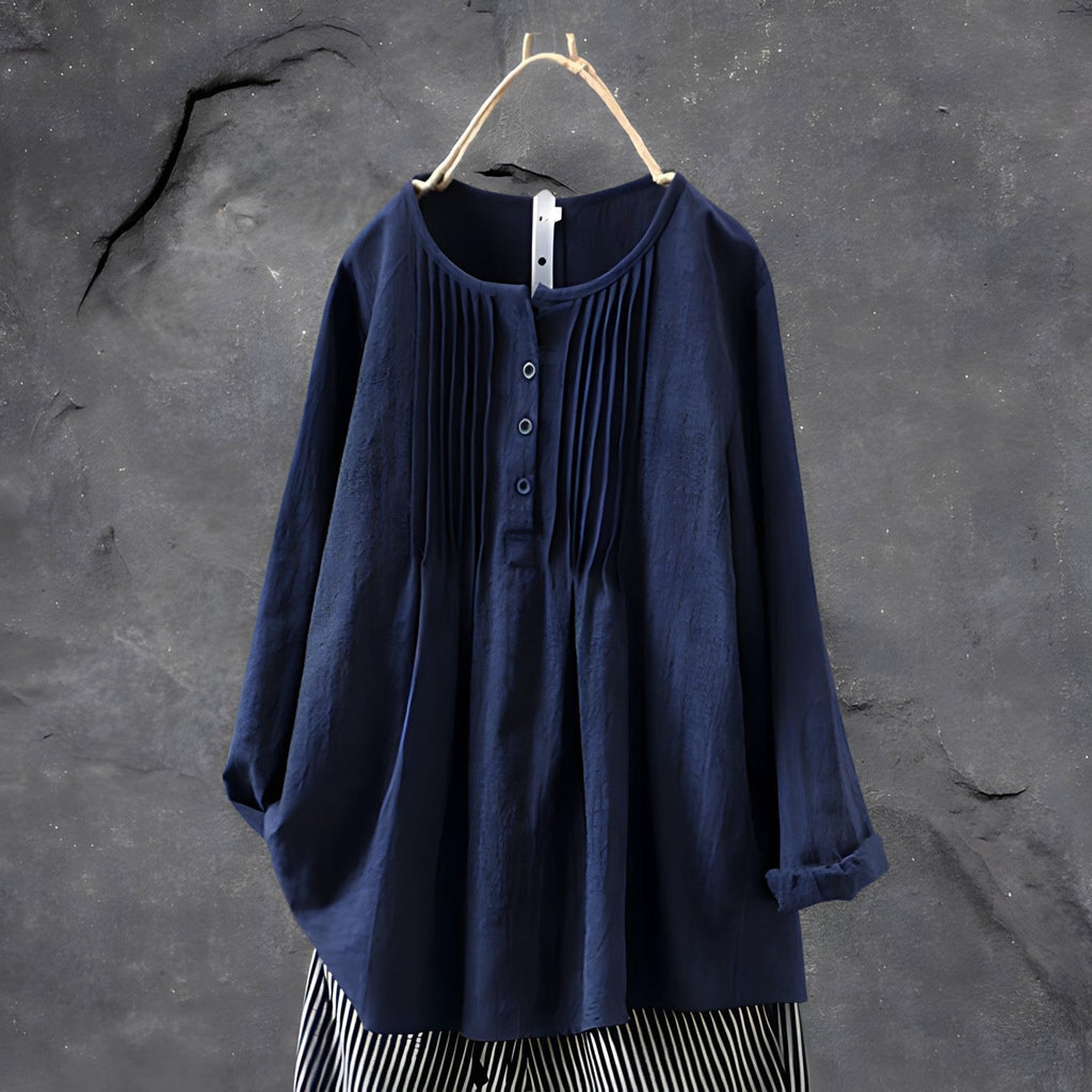 Women's Relaxed Tunic Blouse Navy