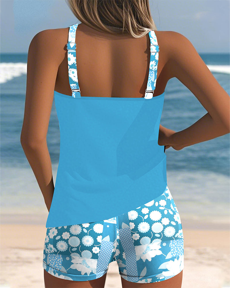 Women's Floral Two-Piece Swimsuit with Comfortable Fit-MODAUTLET