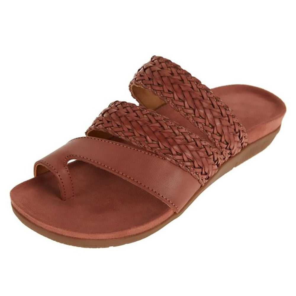 Women's Comfort Orthopedic Braided Summer Sandals Reddish brown