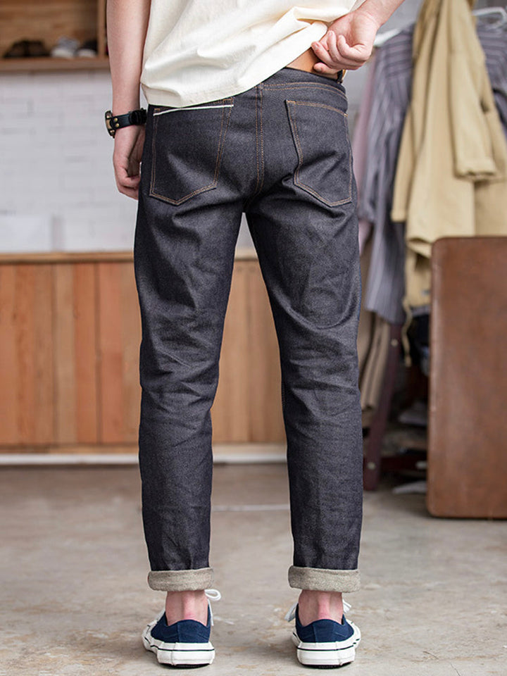 Men's Retro Style Raw Denim Jeans