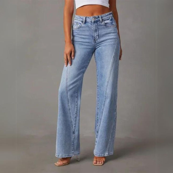 Jeans de mezclilla para mujer, de tiro alto y pierna recta