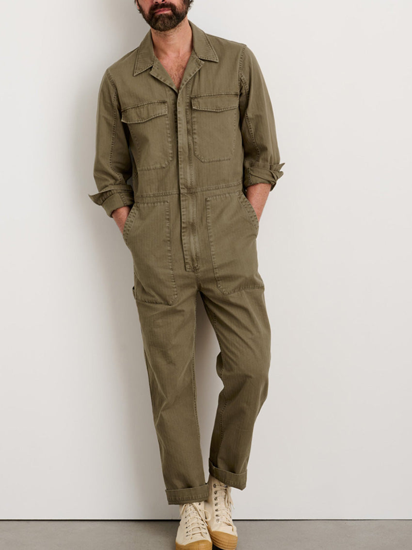 Men's Slim Fit Zip Jumpsuit for Comfortable Casual Wear