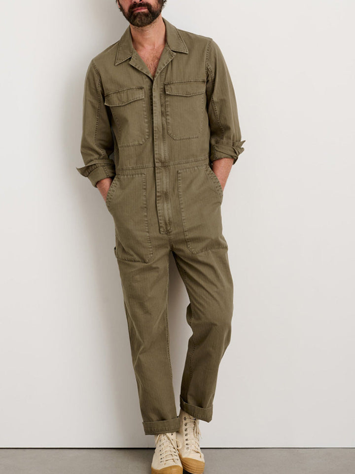 Men's Slim Fit Zip Jumpsuit for Comfortable Casual Wear