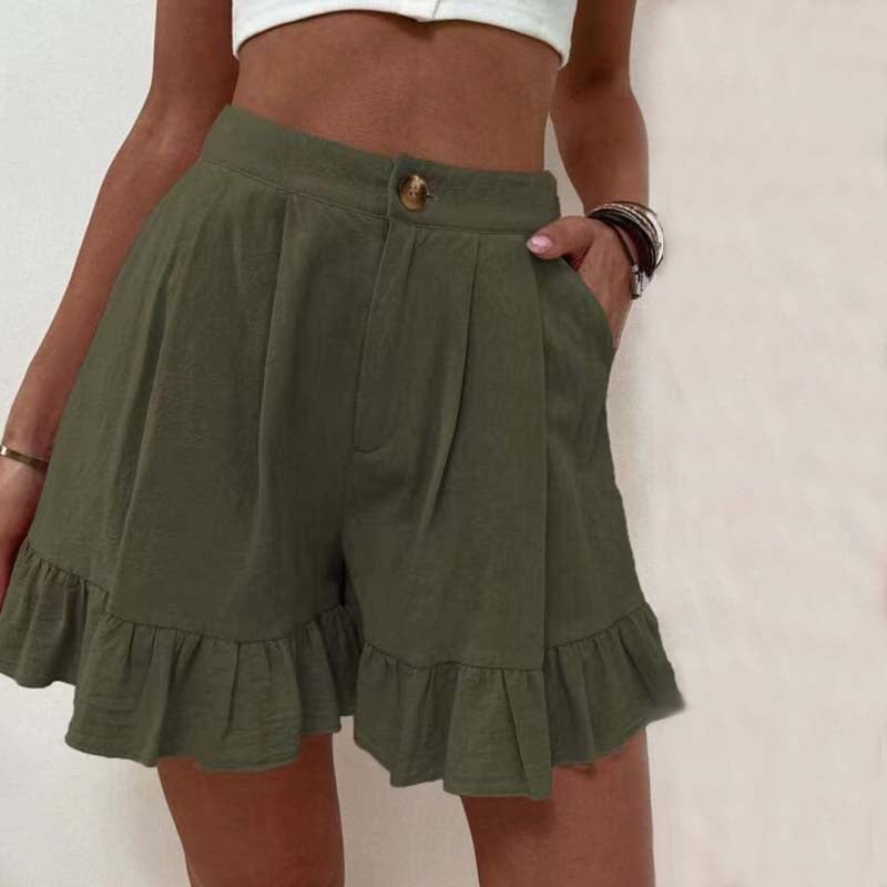 Women's Breezy Ruffle Hem Shorts-MODAUTLET