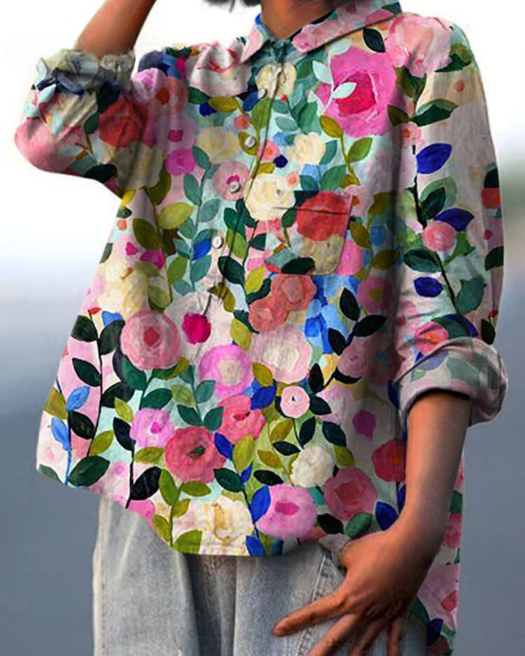 Women's Floral Vintage French Blouse-MODAUTLET