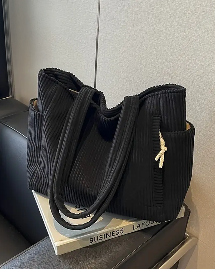 Women's Soft Everyday Tote Bag with Rope Detail-MODAUTLET