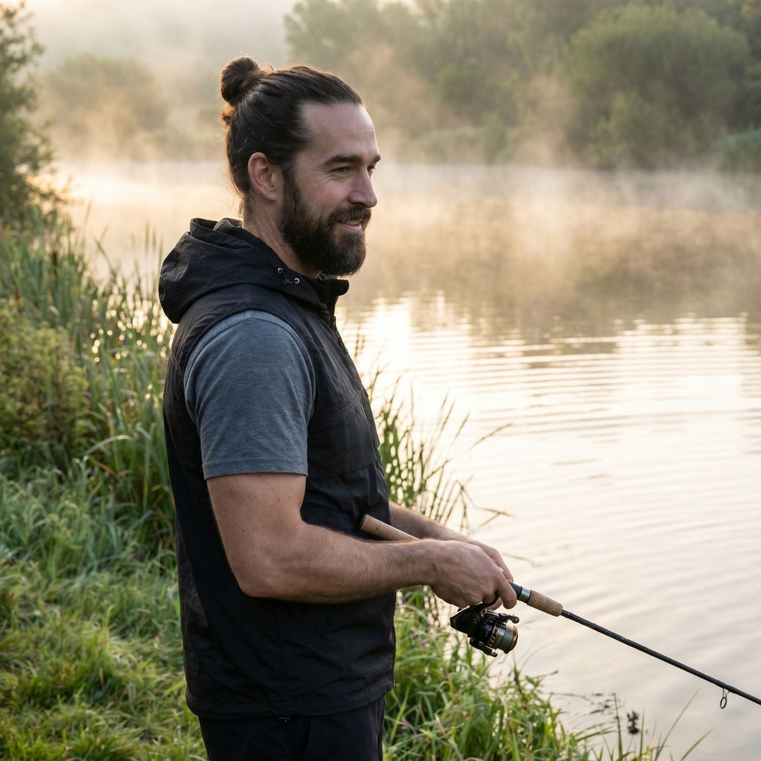 Chaleco cortavientos ligero con capucha para hombre, para pesca y senderismo