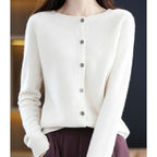Cozy Cashmere Blend Wool Cardigan for Women White