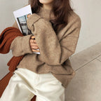 Women's Oversized Relaxed Fit Sweater Khaki One size