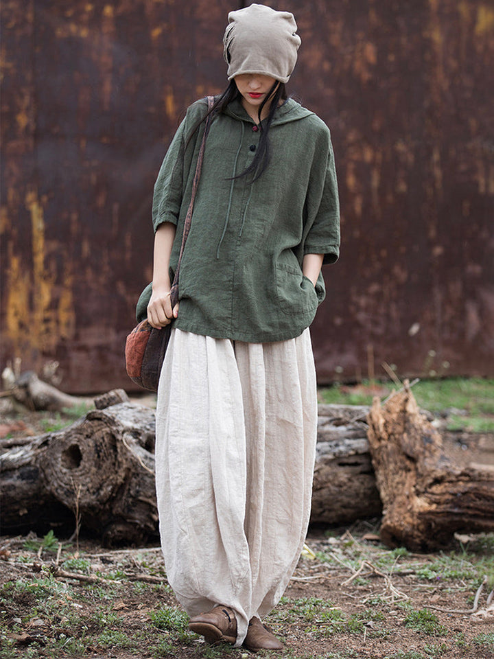 Damen Oversize Hoodie aus Baumwolle und Leinen für den Alltag