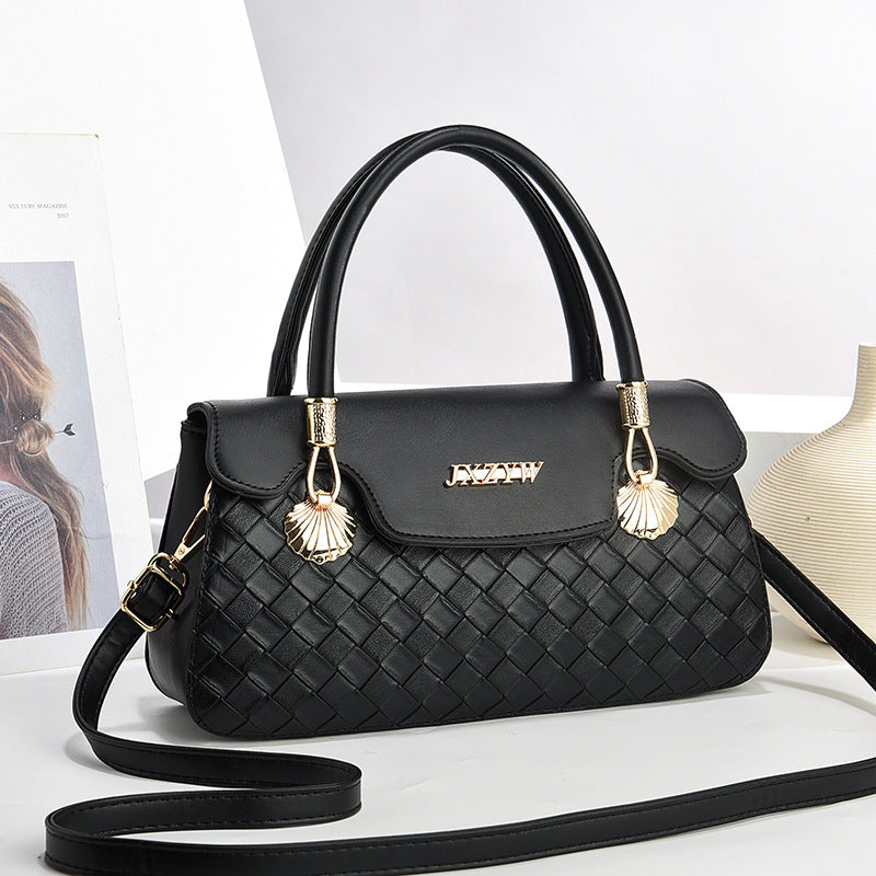 Vintage-Inspired Letter Print Women's Crossbody Handbag Black Length 28 Width 9 Height 15cm