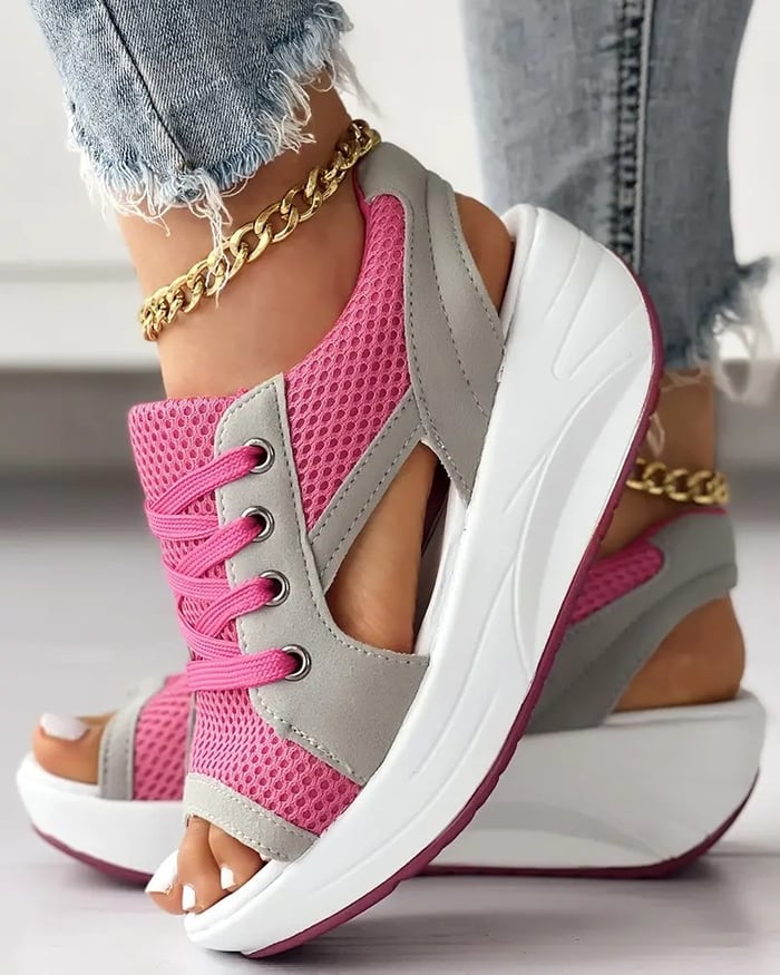 Women's Stylish Orthopedic Sandals with Contrast Panels-MODAUTLET