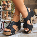 Women's Zipper Wedge Sandals for Summer