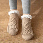 Cozy Non-Slip Plush Knitted Floor Socks for Women - Warm Winter Home Essentials Light coffee