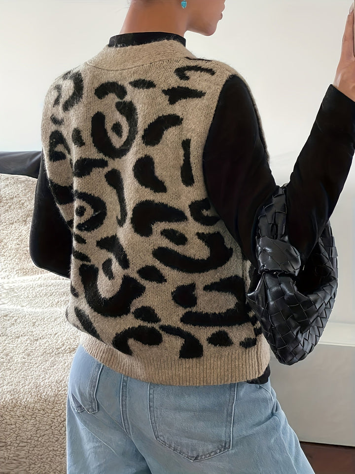 Dámská vzorovaná vesta s knoflíky vpředu