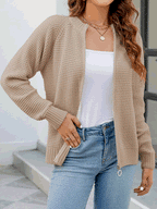 Waffle Cardigan - Cozy Knit Layer Beige