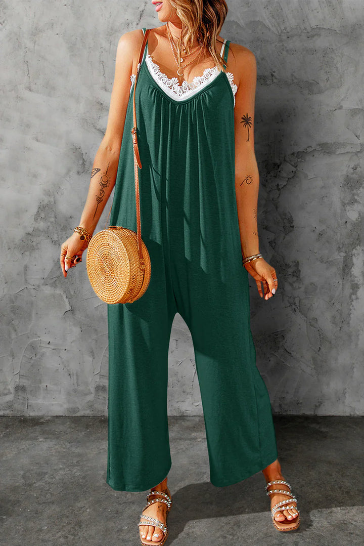 Women's Spaghetti Strap Wide Leg Fashion Jumpsuit