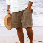 Mens Breathable Striped Drawstring Summer Shorts For Men Caramel Color