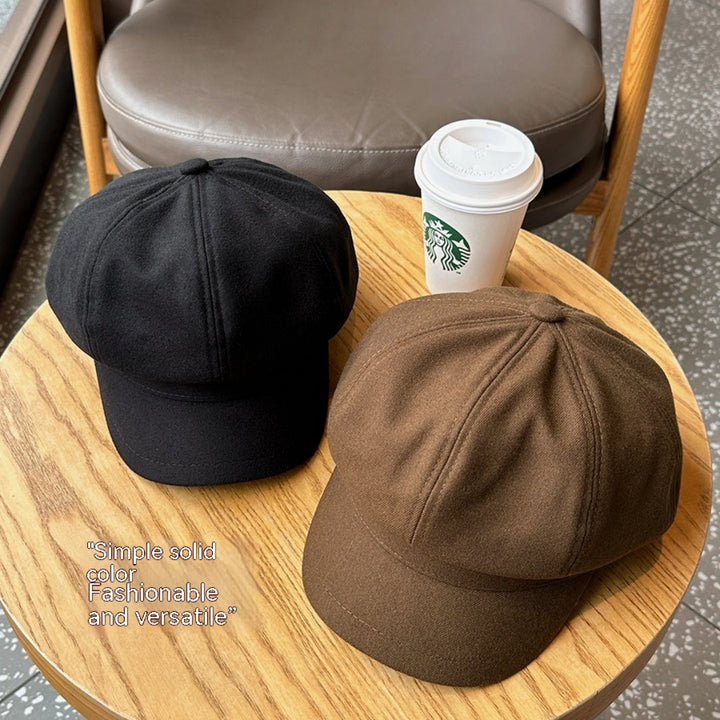 Korean-style Octagonal Cap for Girls - Artistic Retro Newsboy Hat