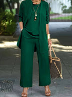 Aurora 3-Piece Women's Pantsuit Dark Green