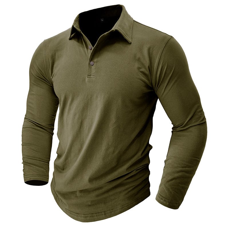 Men's Muscle Fit Long Sleeve Polo Shirt-MODAUTLET
