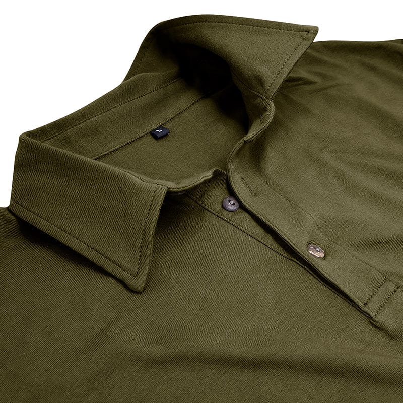 Men's Muscle Fit Long Sleeve Polo Shirt-MODAUTLET