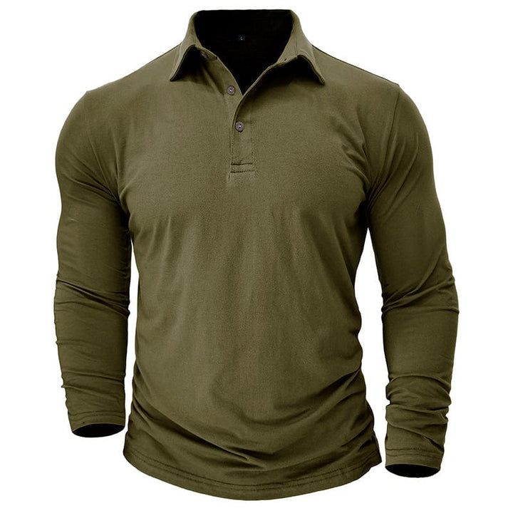 Men's Muscle Fit Long Sleeve Polo Shirt-MODAUTLET