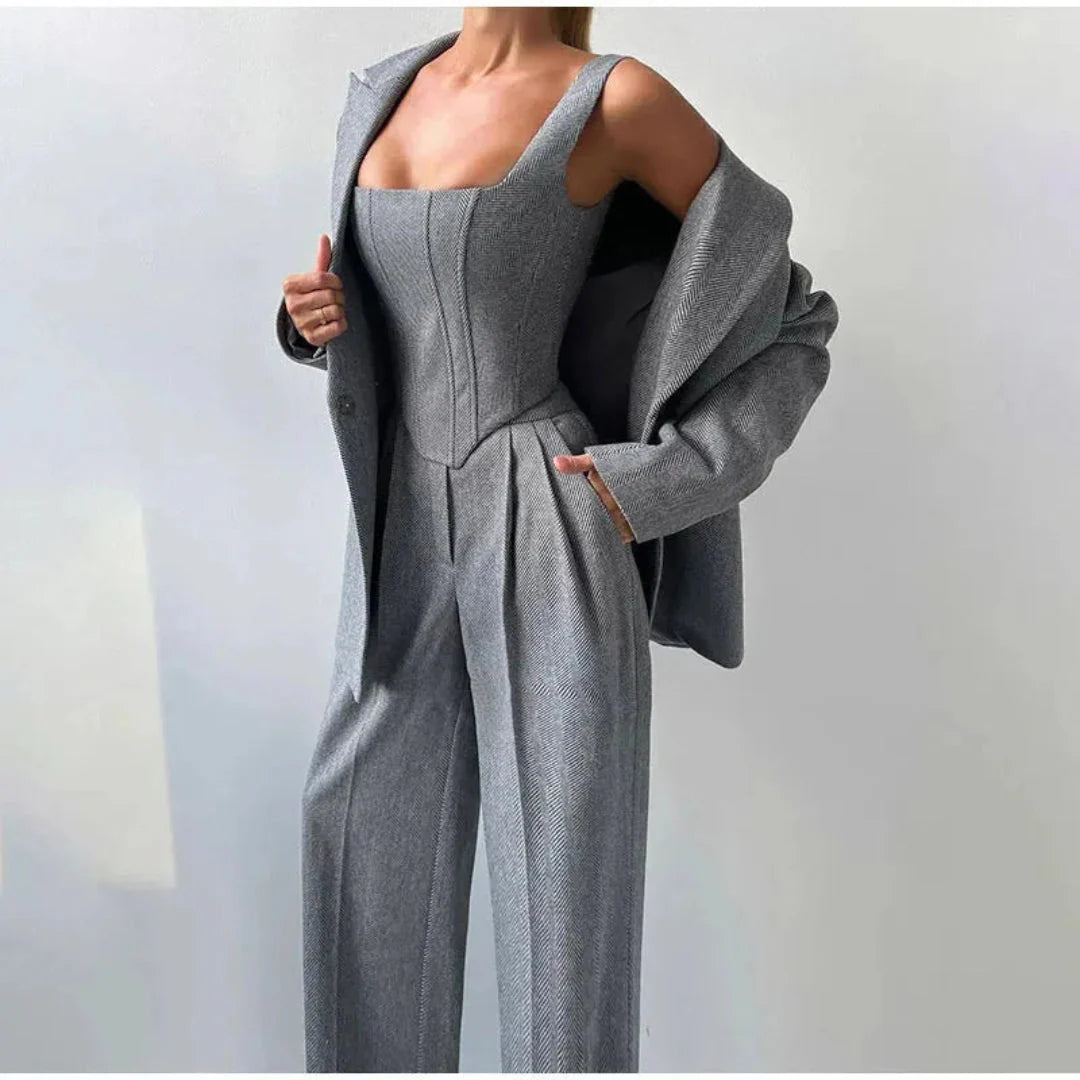 3-Piece Tailored Corset Pant Suit Set