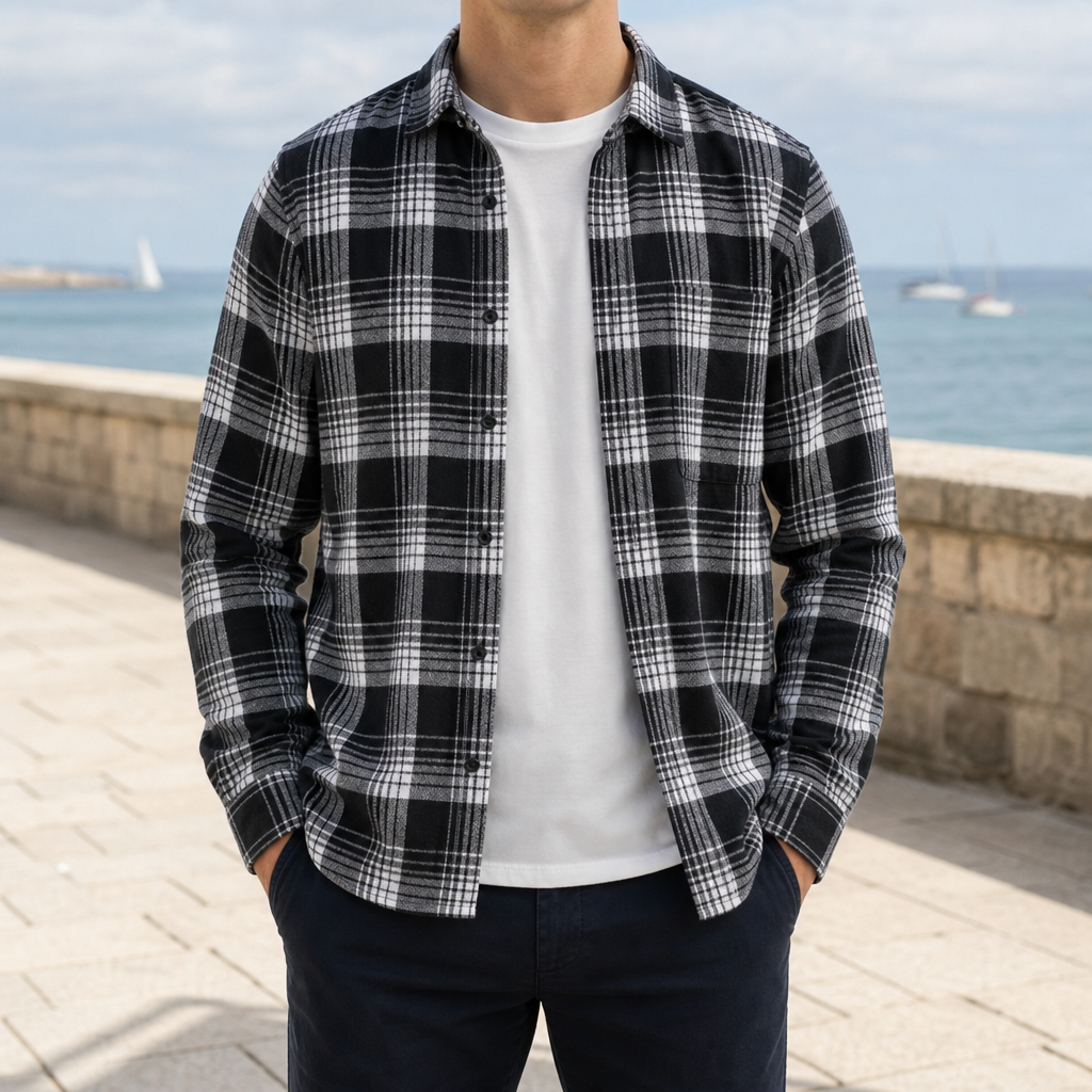 Men's Plaid Flannel Shirt Black