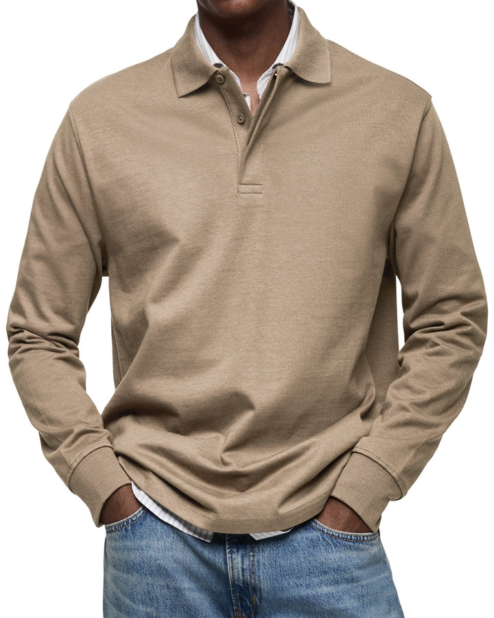 Men's Classic Long Sleeve Polo Shirt-MODAUTLET