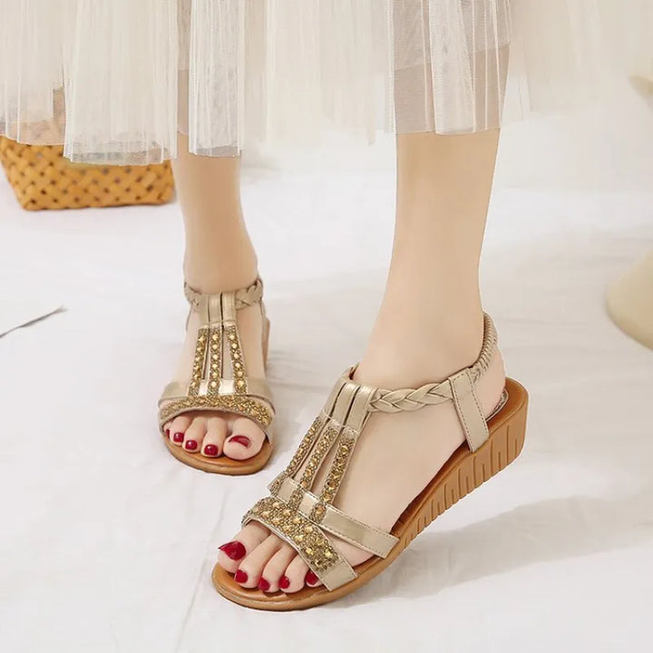 Women's Crystal Orthopedic Sandals with Handmade Details-MODAUTLET