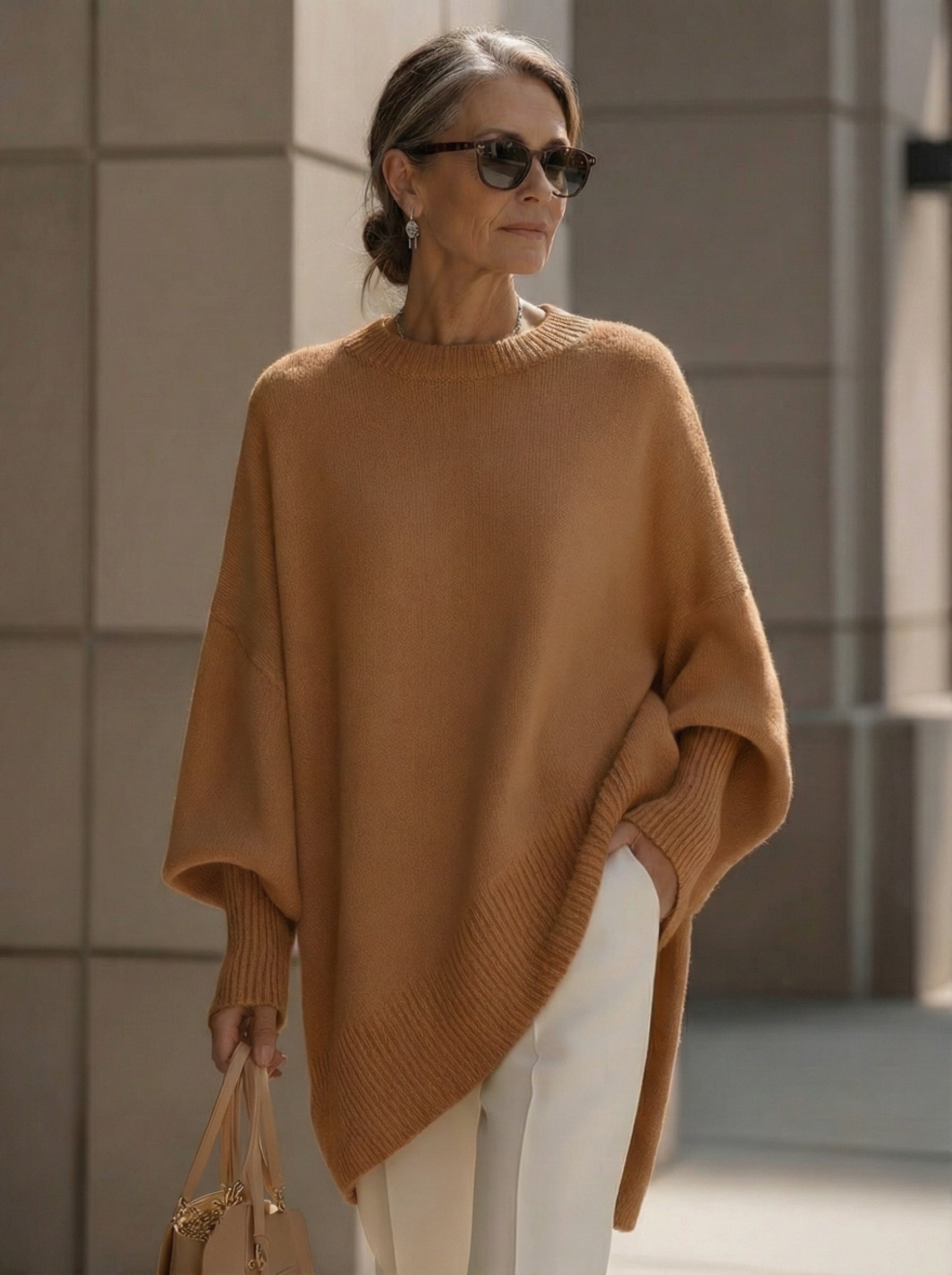 Women’s Oversized Knit Pullover – Cozy Loose-Fit Sweater for Everyday Style Brown