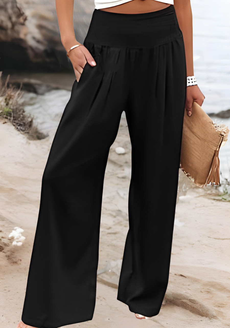 Women's Flowing Wide Leg Beach Pants-MODAUTLET