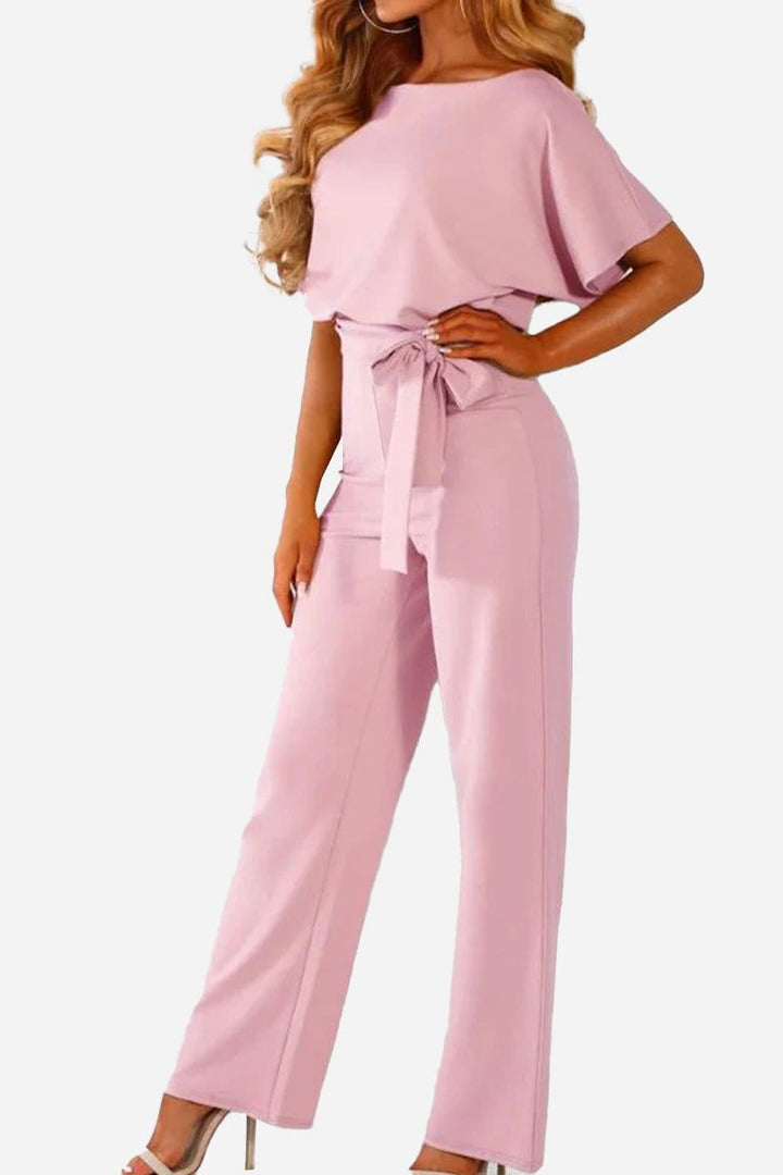 Blaire | Jumpsuit til kvinder med brede ben, bælte og flagermusærmer
