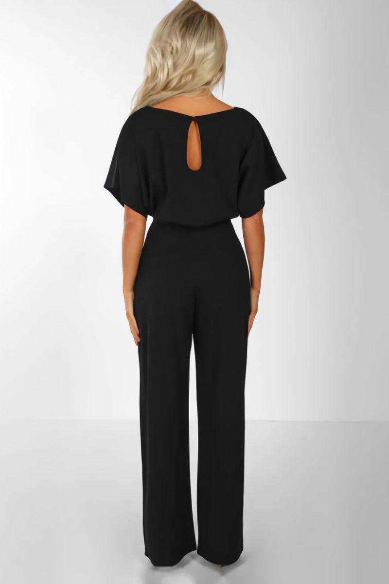 Blaire | Jumpsuit til kvinder med brede ben, bælte og flagermusærmer
