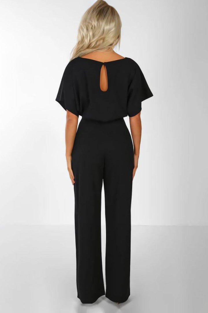 Blaire | Jumpsuit til kvinder med brede ben, bælte og flagermusærmer
