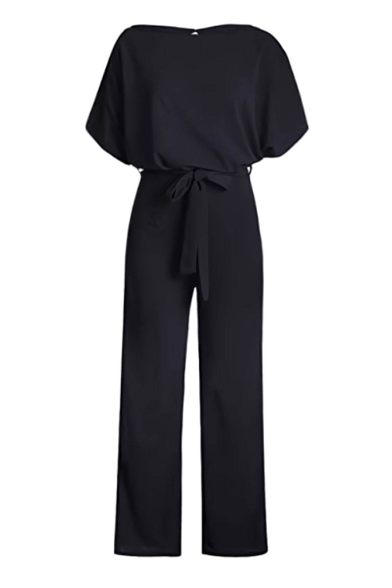 Blaire | Jumpsuit til kvinder med brede ben, bælte og flagermusærmer