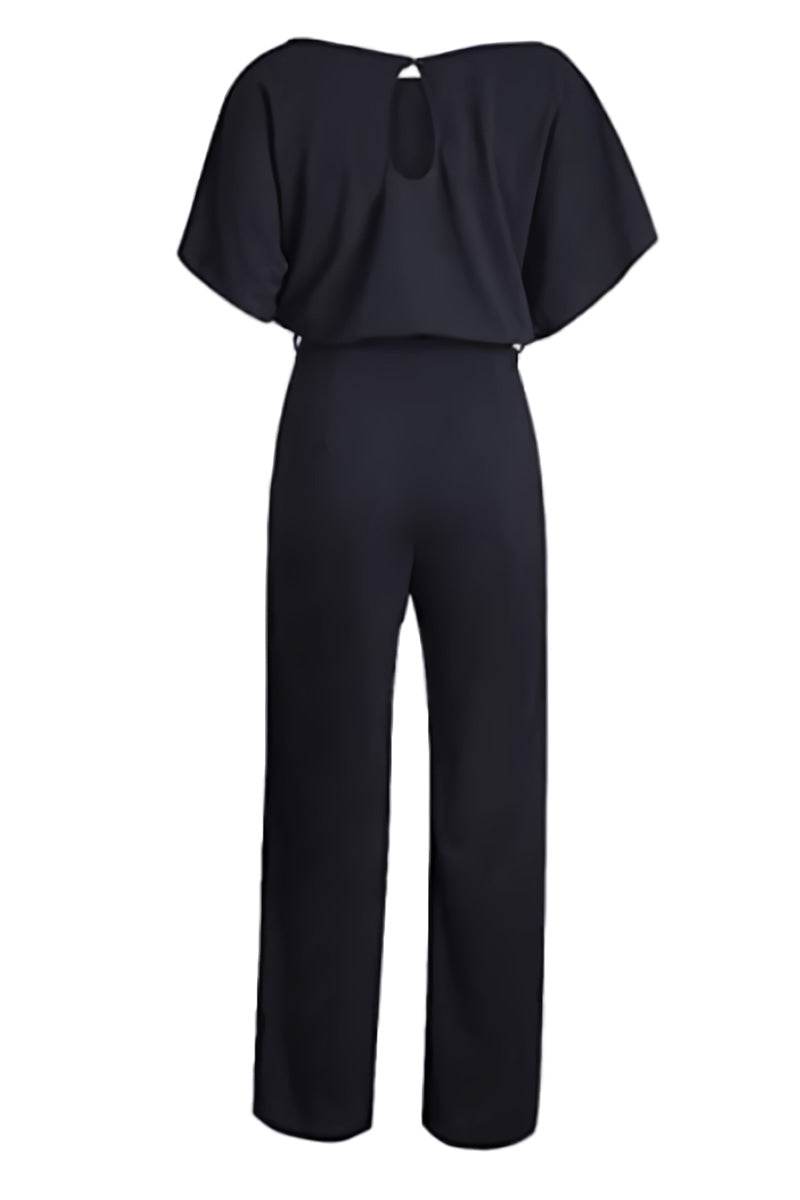 Blaire | Jumpsuit til kvinder med brede ben, bælte og flagermusærmer