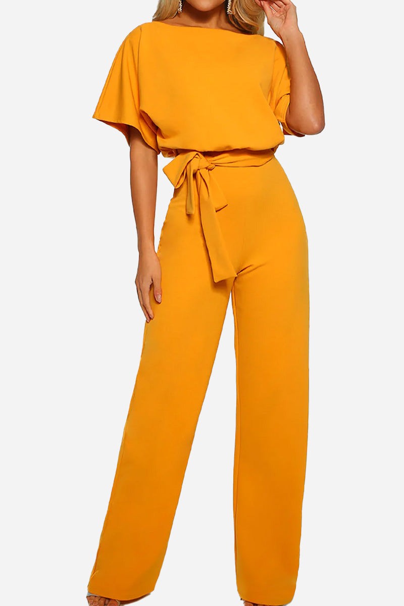 Blaire | Jumpsuit til kvinder med brede ben, bælte og flagermusærmer