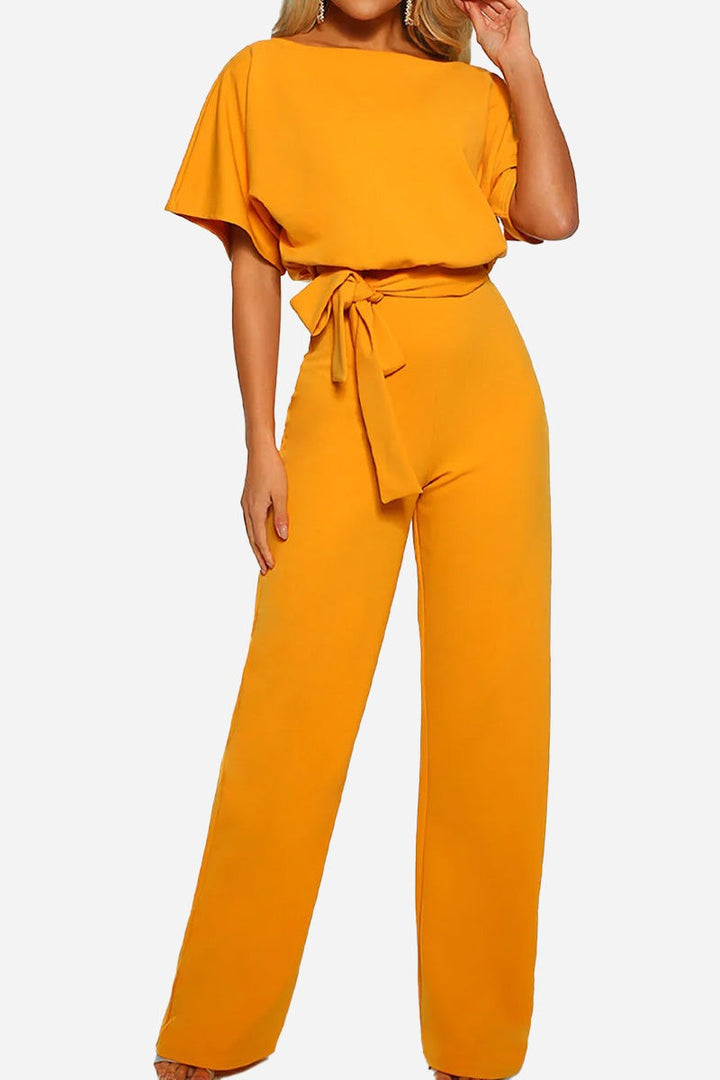 Blaire | Jumpsuit til kvinder med brede ben, bælte og flagermusærmer